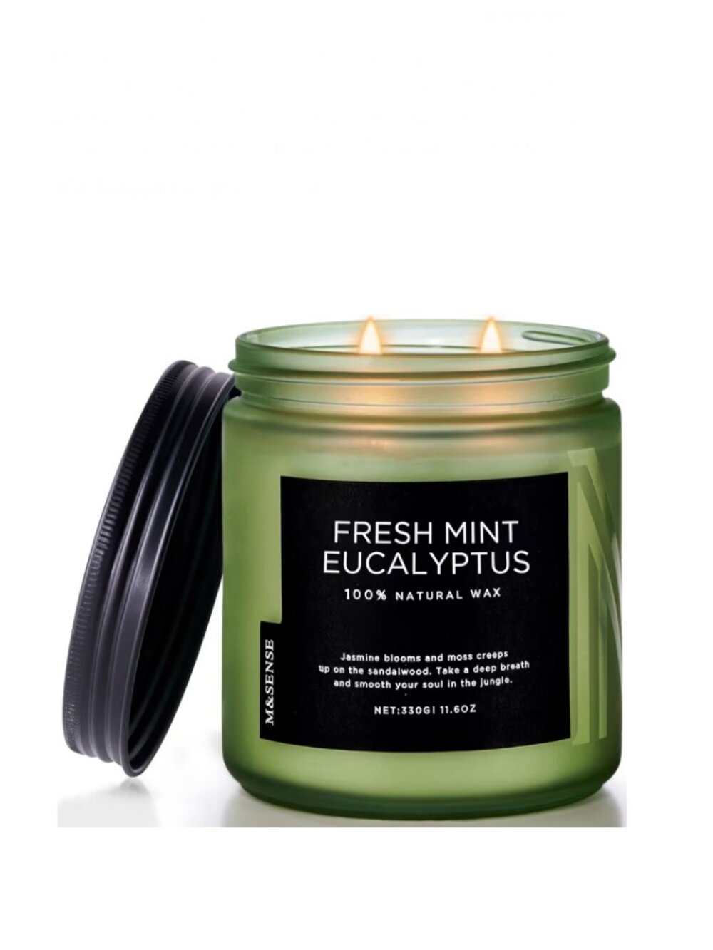 M&SENSE Eucalyptus & Mint Soy Botanical Wax Scented Candle 2-Wick 11.6oz NIB